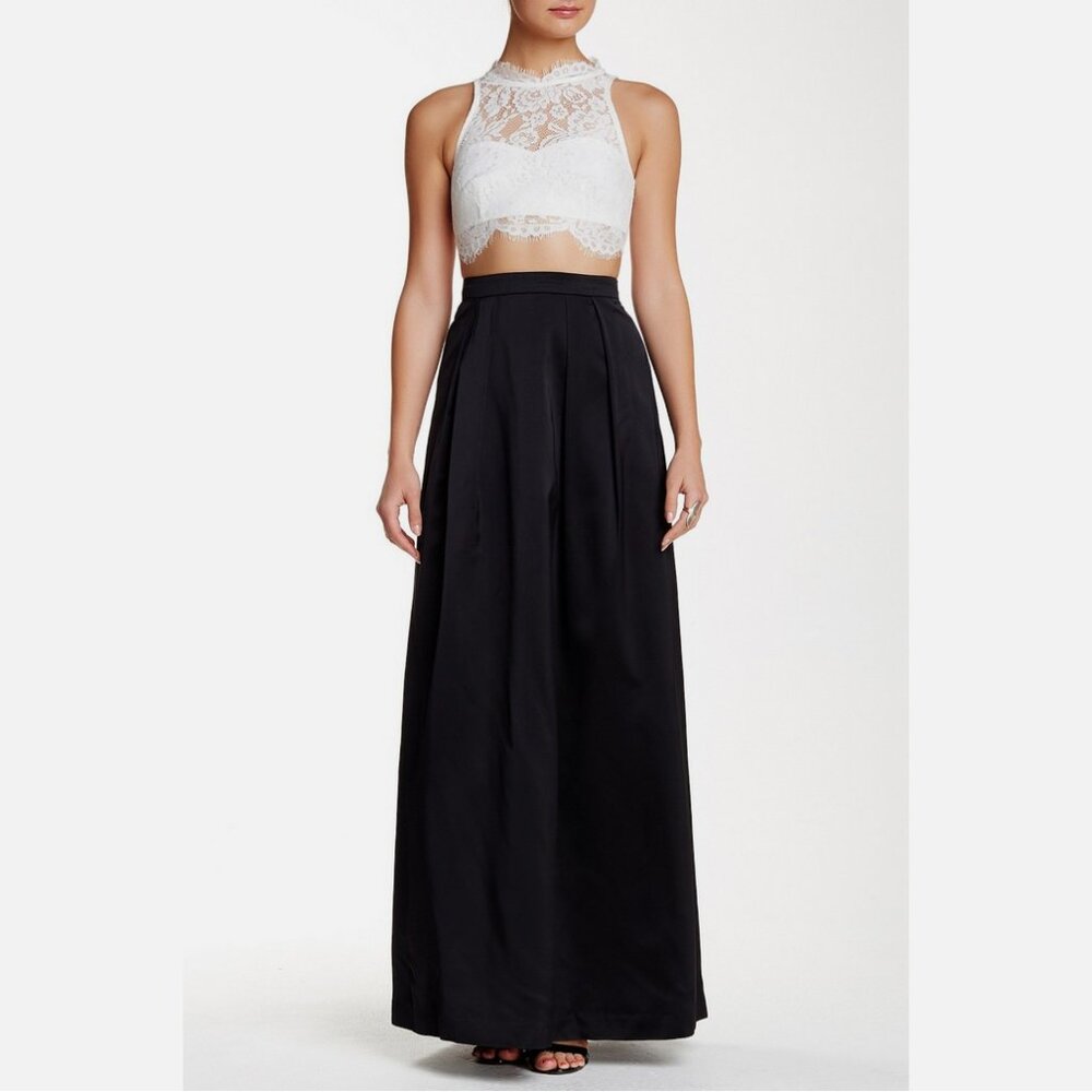 NWOT Kay Unger Black Pleated Maxi Full Skirt